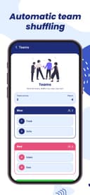 Showem teams overview with blue and red groups and player avatars